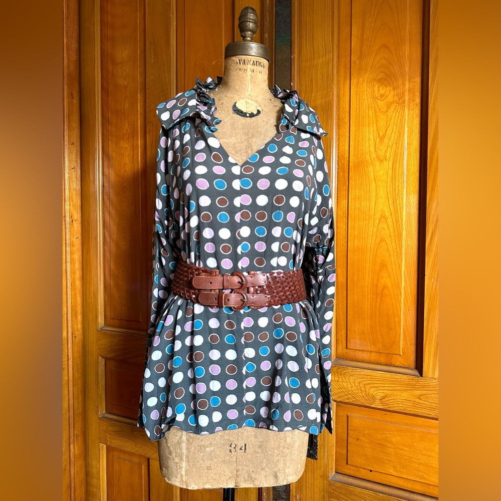 Marni silk designer top made in Italy sz medium to large polka dot print - Picture 7 of 8